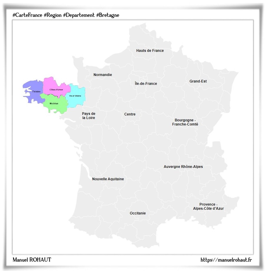 Les départements de la région française Bretagne