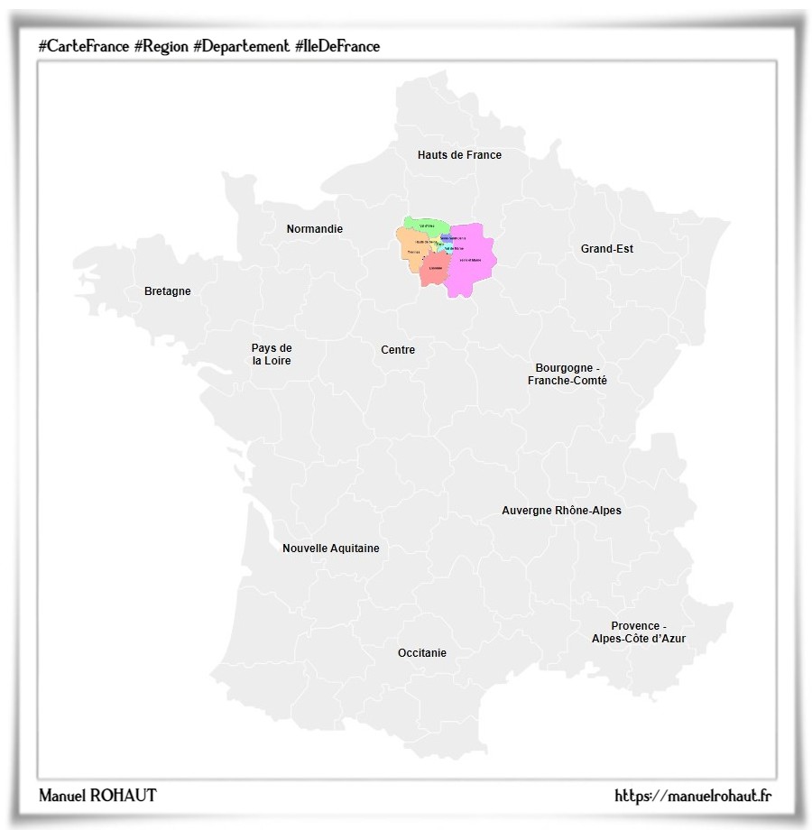 Les départements de la région française Île-de-France