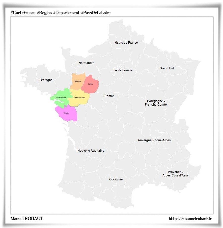 Les départements de la région française Pays de la Loire