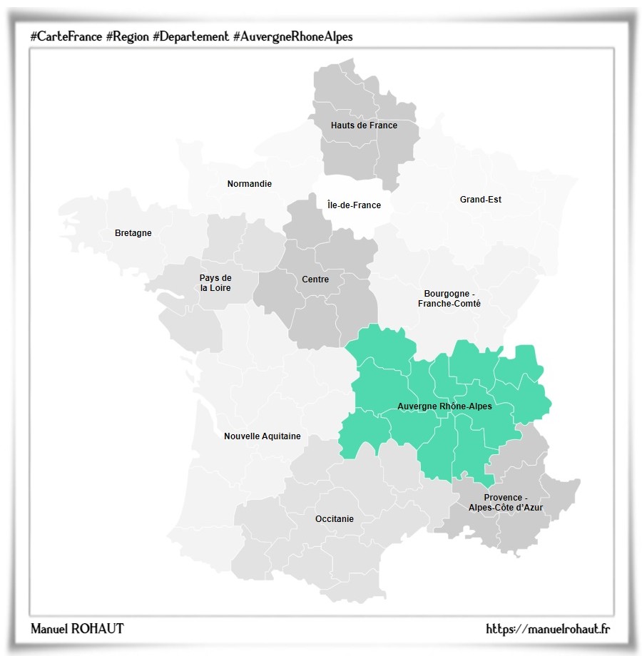 Localisation de la région française Auvergne-Rhône-Alpes