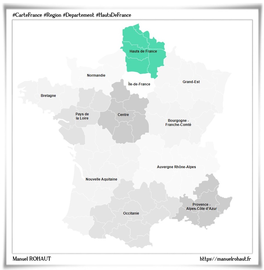 Localisation de la région française Hauts-de-France